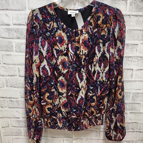 Everly Graphic Long Sleeve Blouse in Purple and Pink - Picture 1 of 3